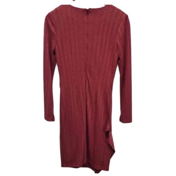 Sam Edelman Dress Ribbed Long Sleeve Bodycon Party Cocktail Maroon Size 2 NEW - Picture 5 of 7